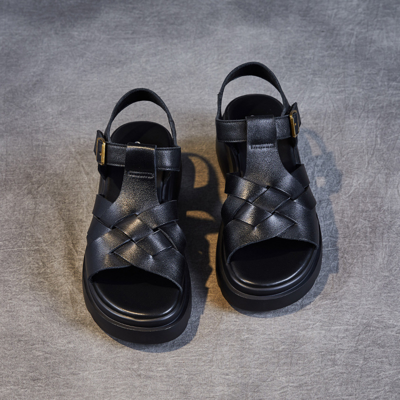 Women's Summer Breathable Genuine Leather Soft - sole Sandals