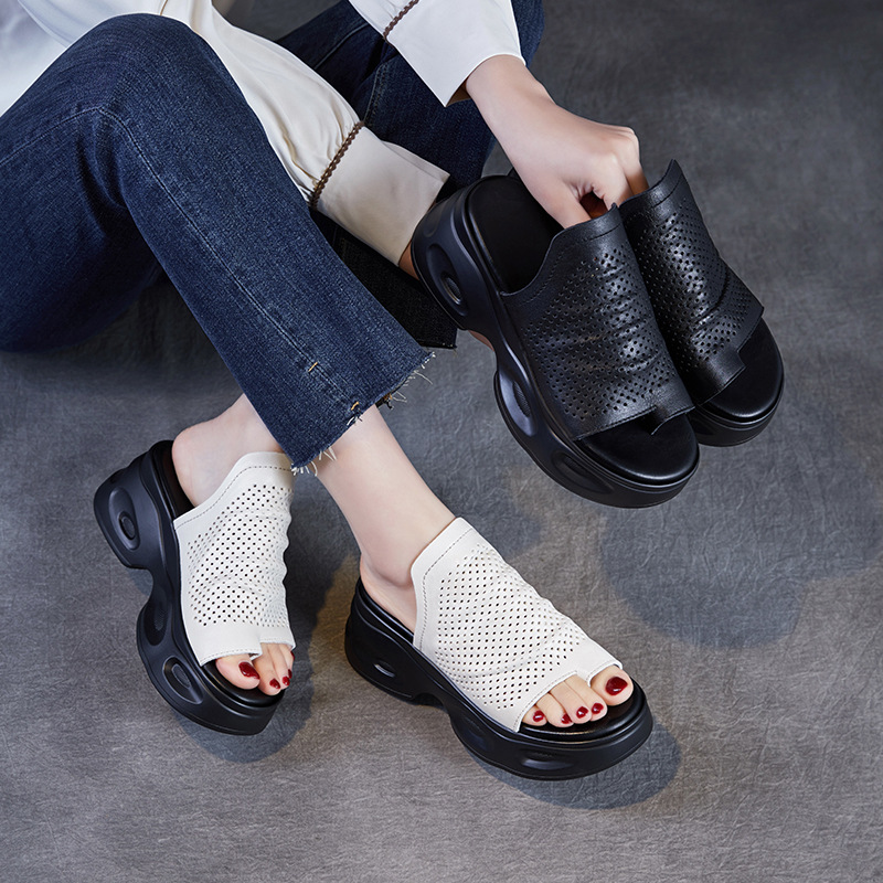 Women's Summer Open - toe Hollow - out Wedge Heel Sandals for Outdoor Wearing