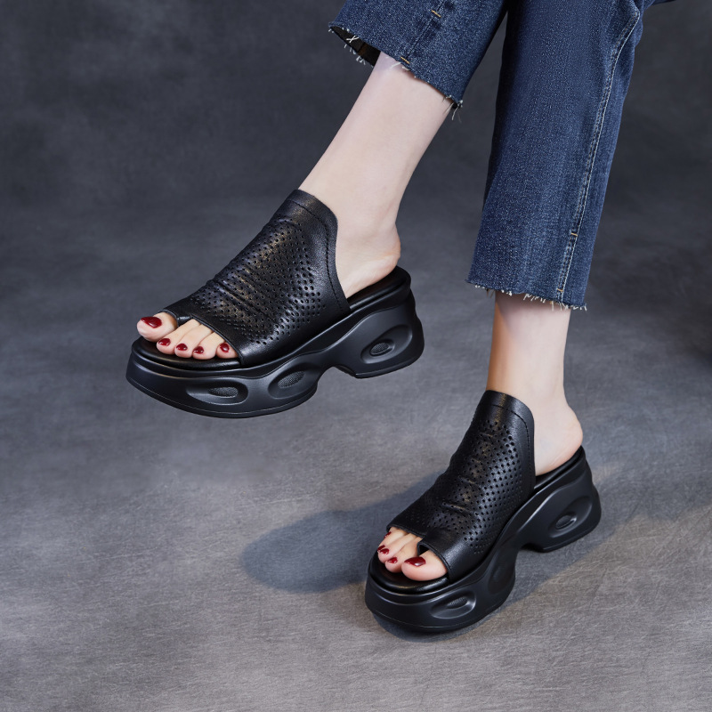 Women's Summer Open - toe Hollow - out Wedge Heel Sandals for Outdoor Wearing