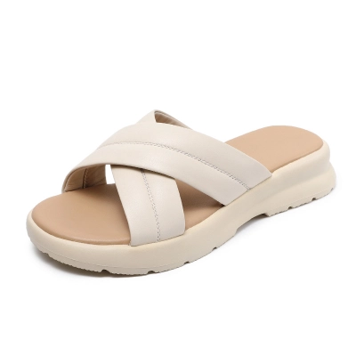 Women's Versatile Thick - soled Cross - strap Slippers 01