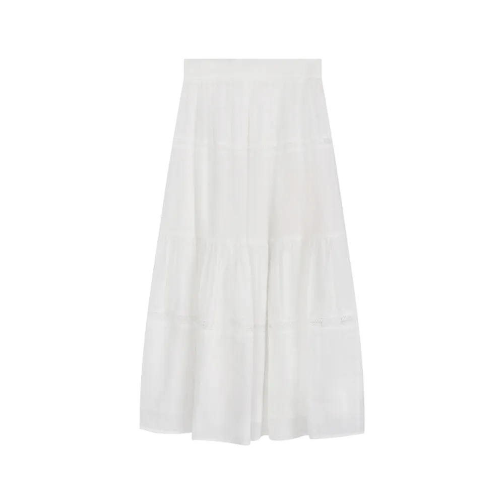 Crafted Washed Cotton Midi Skirt