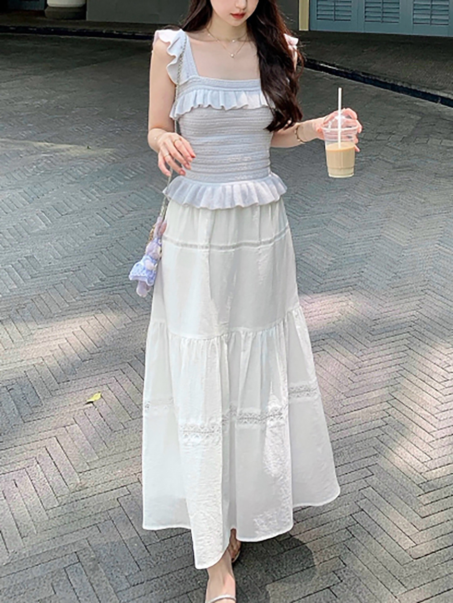 Crafted Washed Cotton Midi Skirt