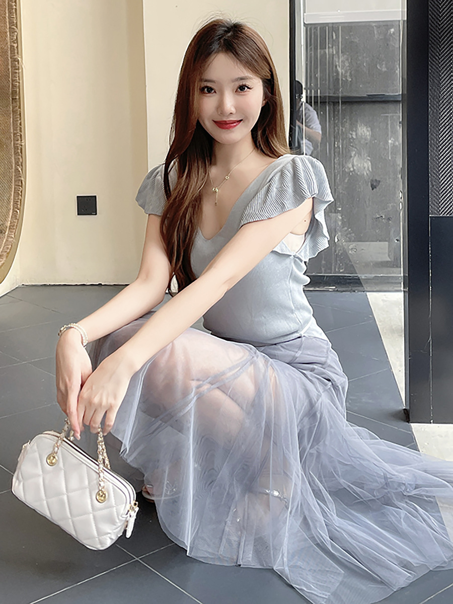 Elegant Pleated Semi-Sheer Skirt