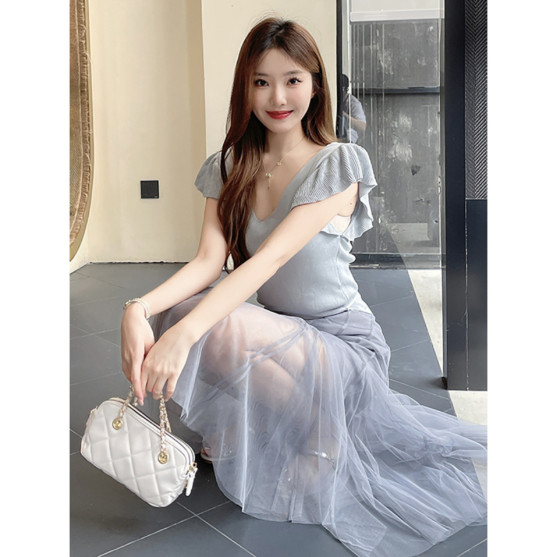 Elegant Pleated Semi-Sheer Skirt