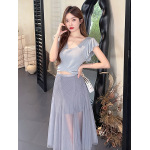 Elegant Pleated Semi-Sheer Skirt