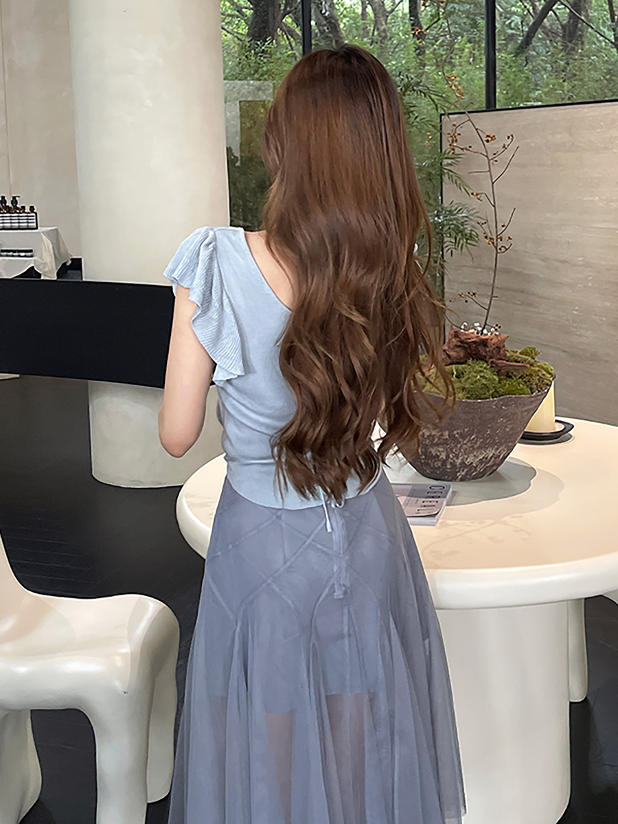 Elegant Pleated Semi-Sheer Skirt