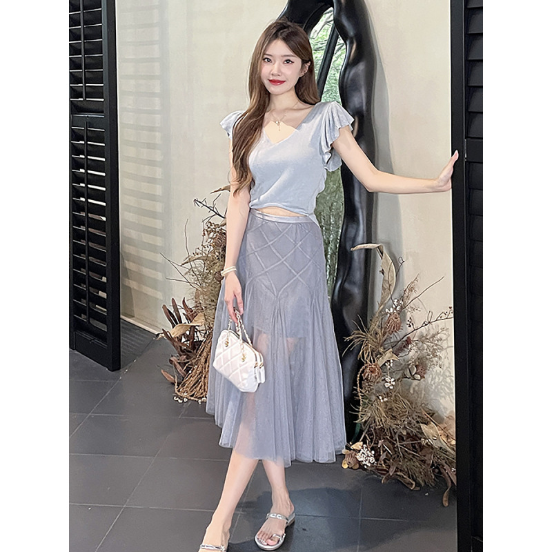 Elegant Pleated Semi-Sheer Skirt