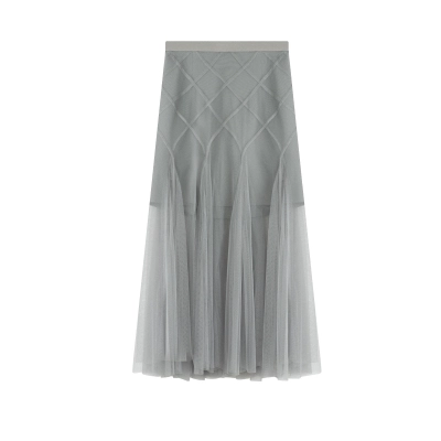 Elegant Pleated Semi-Sheer Skirt 01