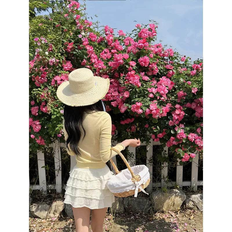 Floral Crochet Layered Mini Skirt