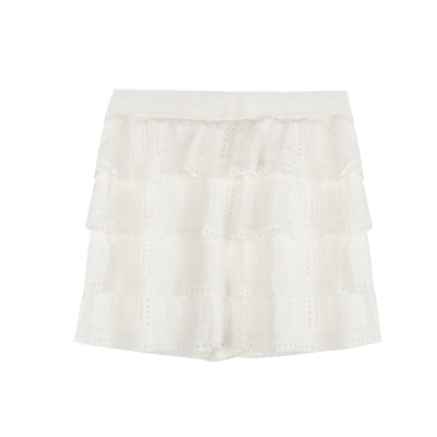 Floral Crochet Layered Mini Skirt 01