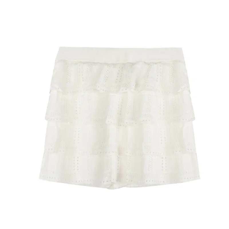 Floral Crochet Layered Mini Skirt