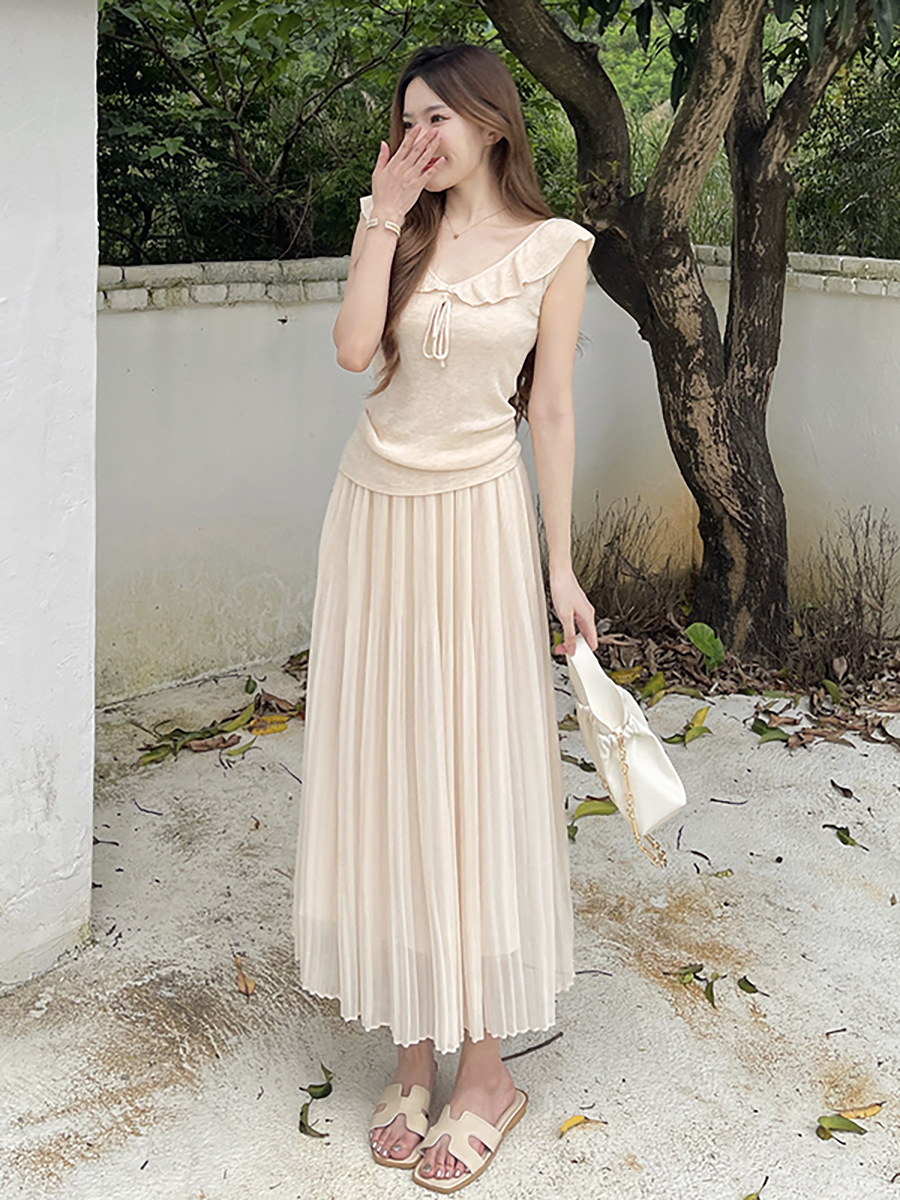 Gradient Pleated Chiffon Skirt