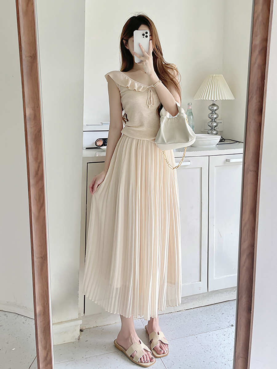 Gradient Pleated Chiffon Skirt