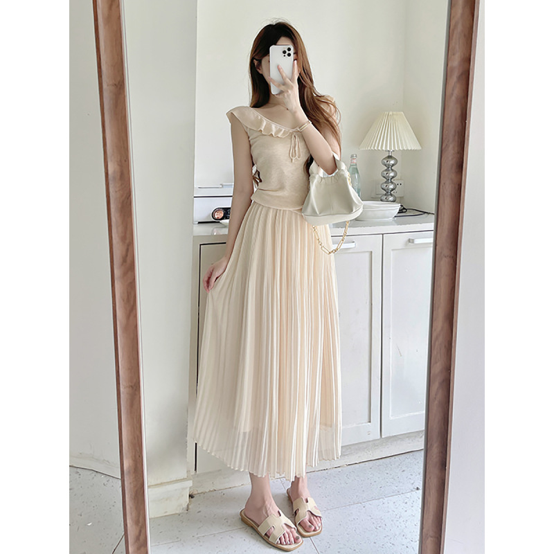 Gradient Pleated Chiffon Skirt