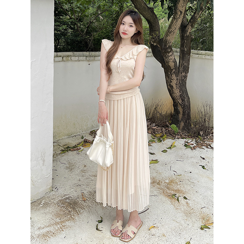Gradient Pleated Chiffon Skirt