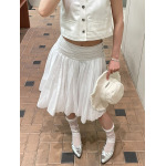 High-Waisted Double-Layer Pleated Midi Skirt