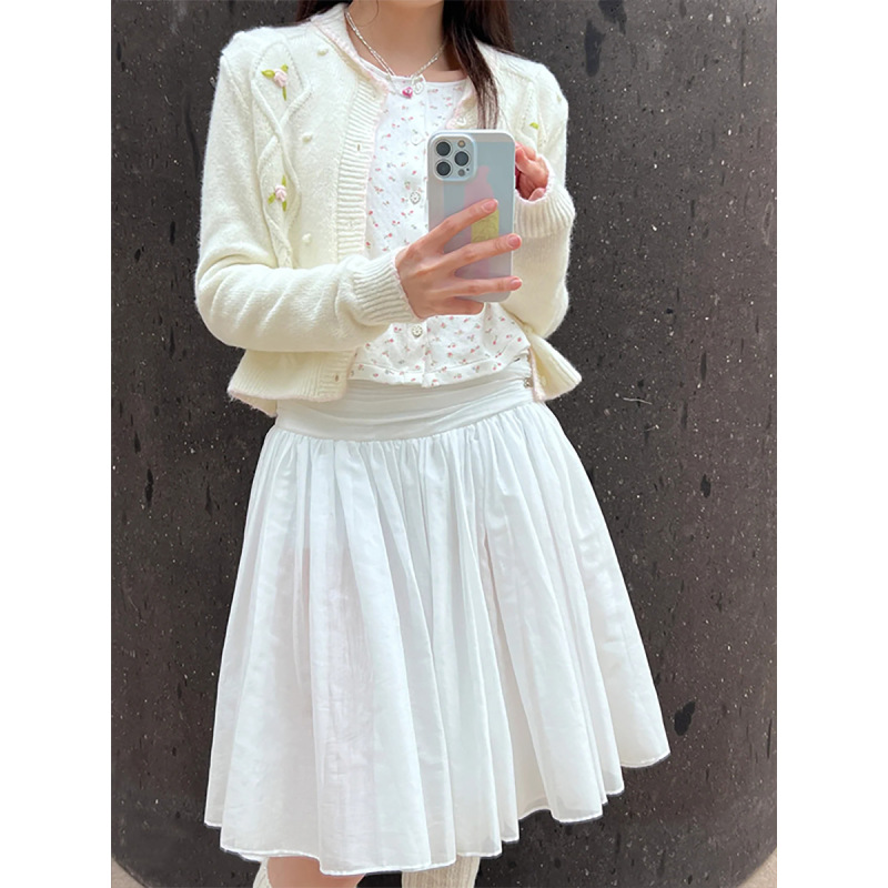 High-Waisted Double-Layer Pleated Midi Skirt