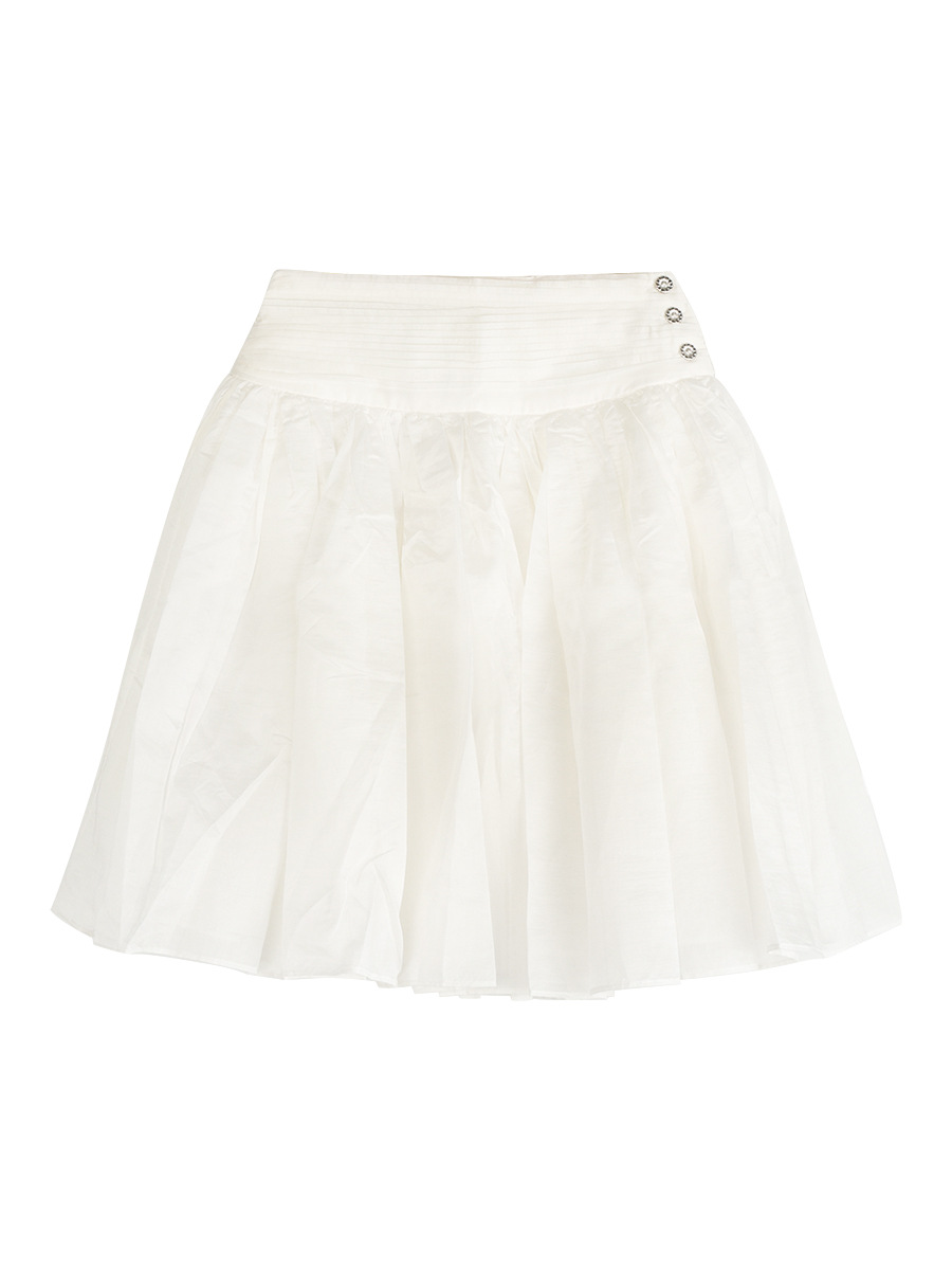 High-Waisted Double-Layer Pleated Midi Skirt