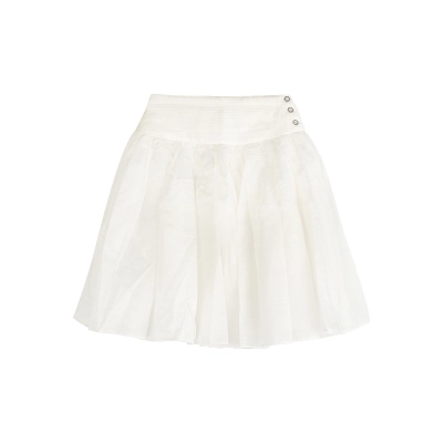 High-Waisted Double-Layer Pleated Midi Skirt 02