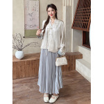 Pleated A-Line Skirt with Silky Drape
