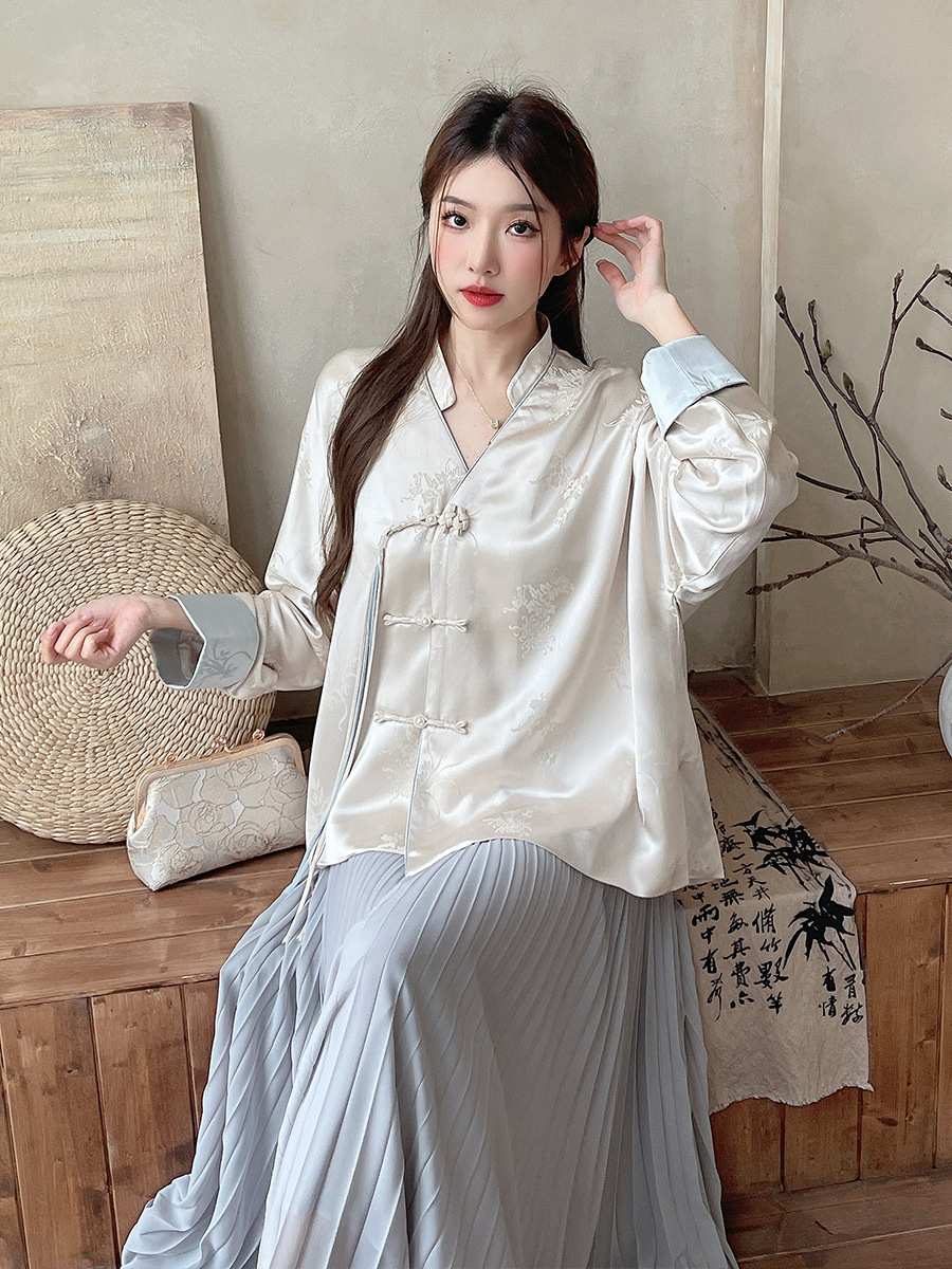 Pleated A-Line Skirt with Silky Drape