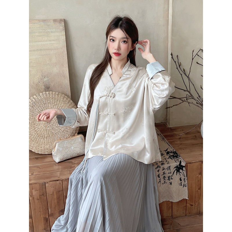 Pleated A-Line Skirt with Silky Drape