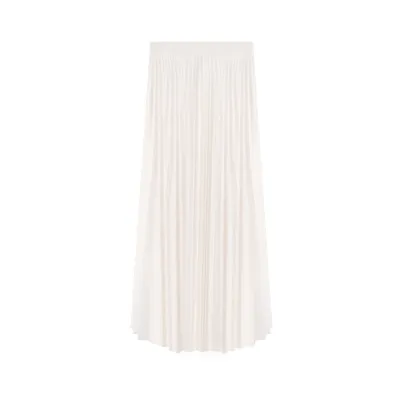 Pleated A-Line Skirt with Silky Drape 01