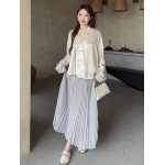 Pleated A-Line Skirt with Silky Drape