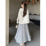 Pleated A-Line Skirt with Silky Drape