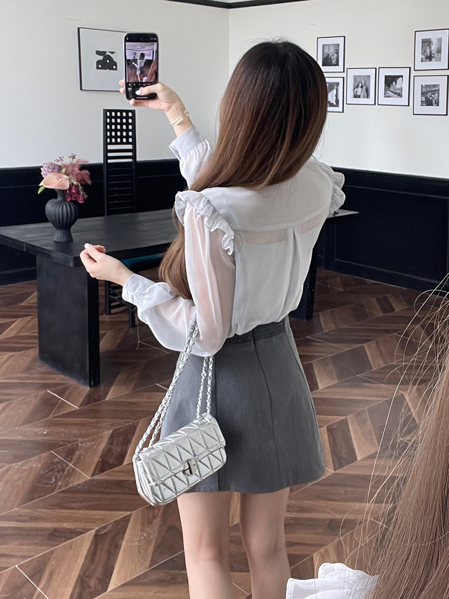 Solid Color Smart High-Waisted A-Line Skirt
