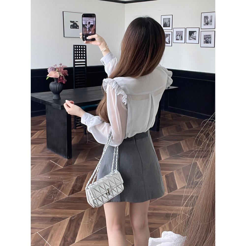 Solid Color Smart High-Waisted A-Line Skirt
