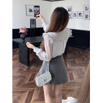 Solid Color Smart High-Waisted A-Line Skirt