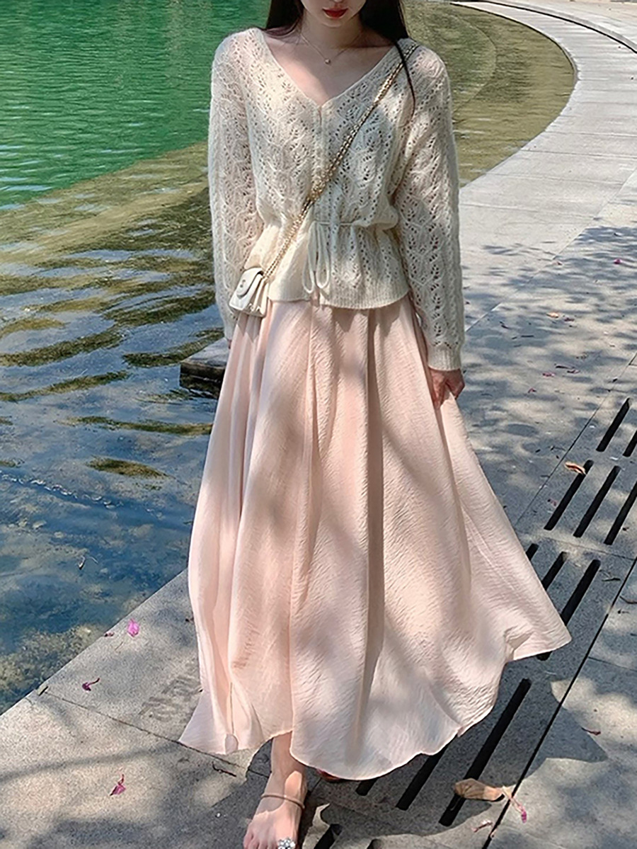 Spring New Irregular Hem Midi Skirt