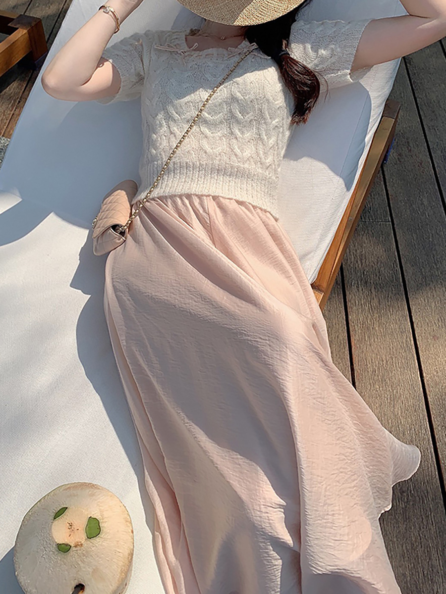 Spring New Irregular Hem Midi Skirt