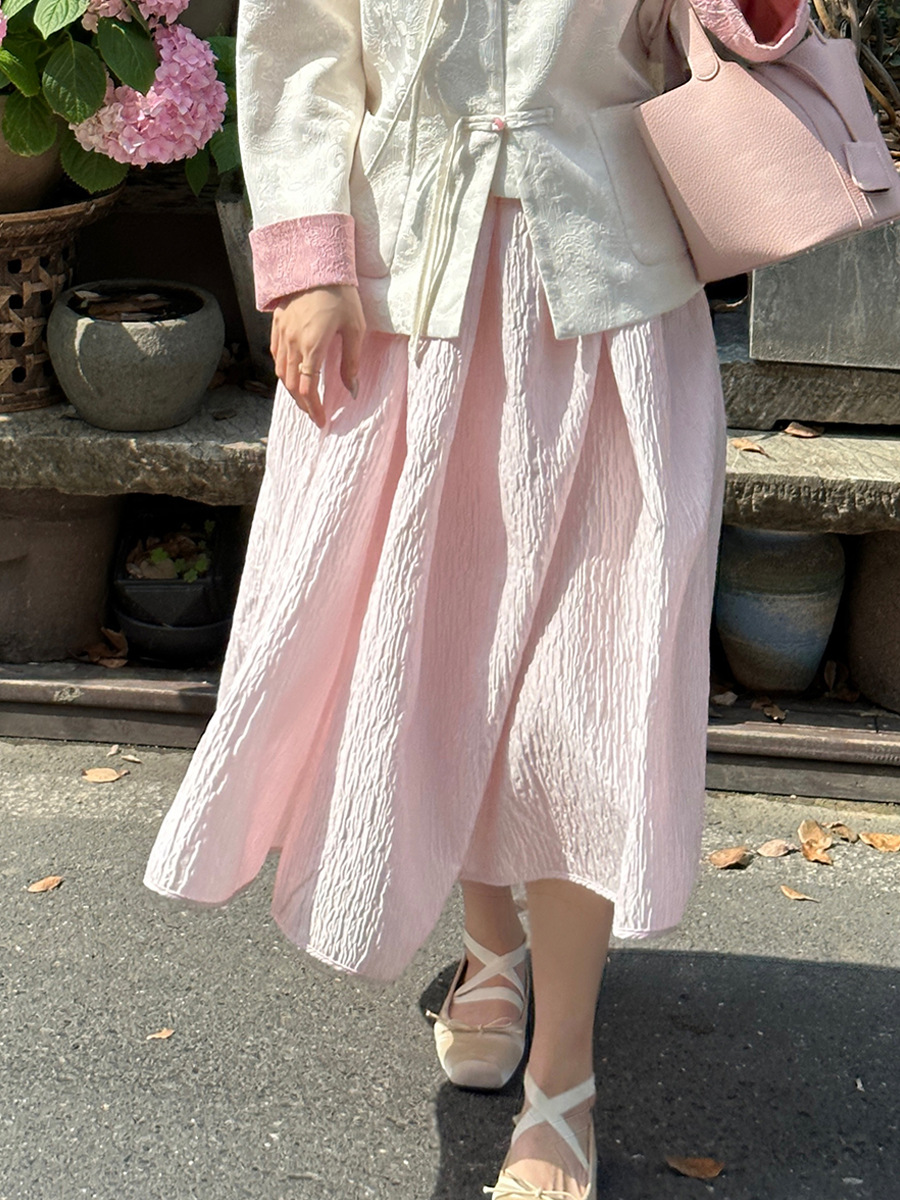 Textured Floral Bouffant Pleated Skirt