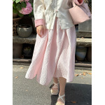 Textured Floral Bouffant Pleated Skirt