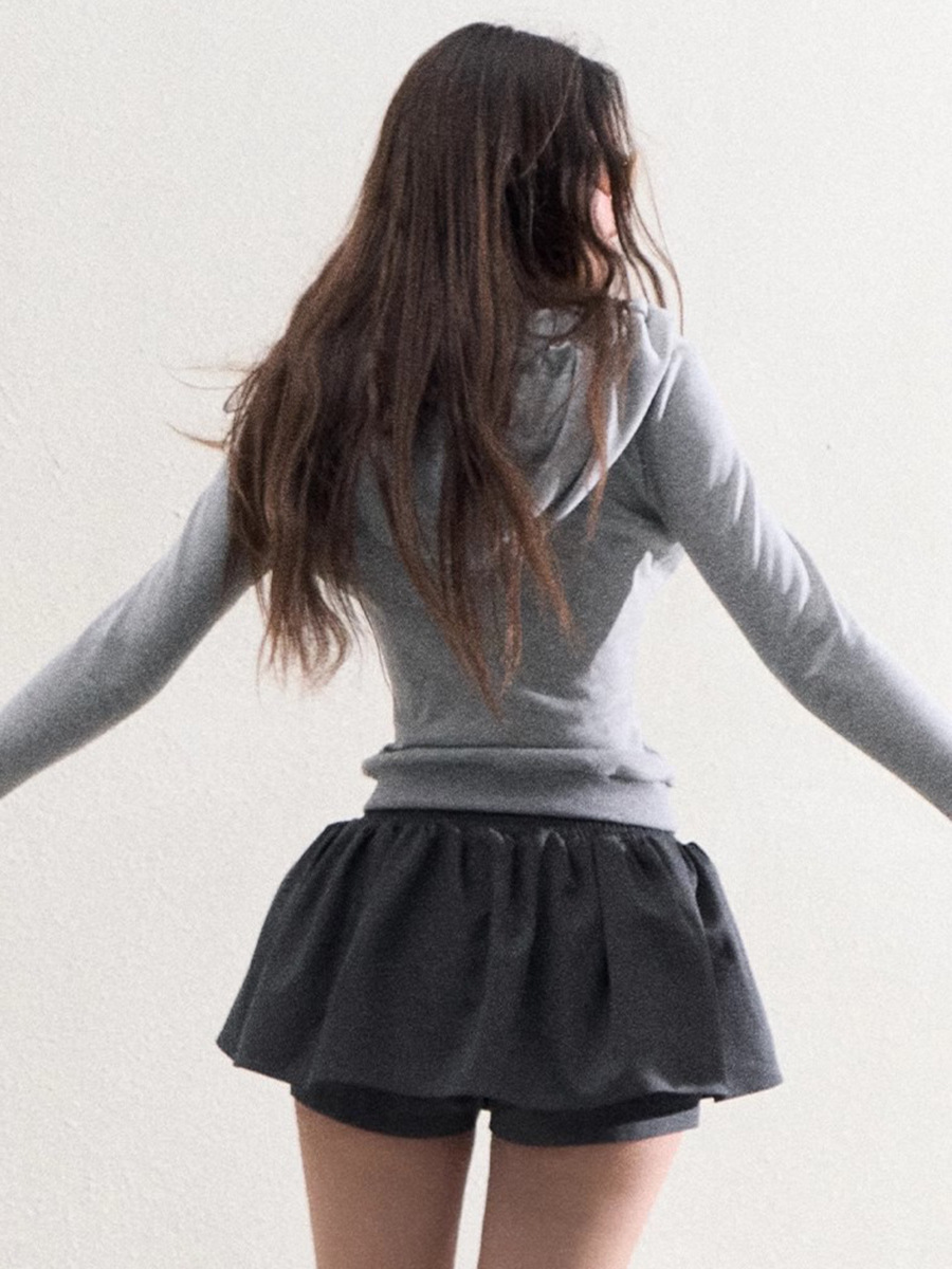 Versatile Elastic Waist Drawstring Shorts Skirt