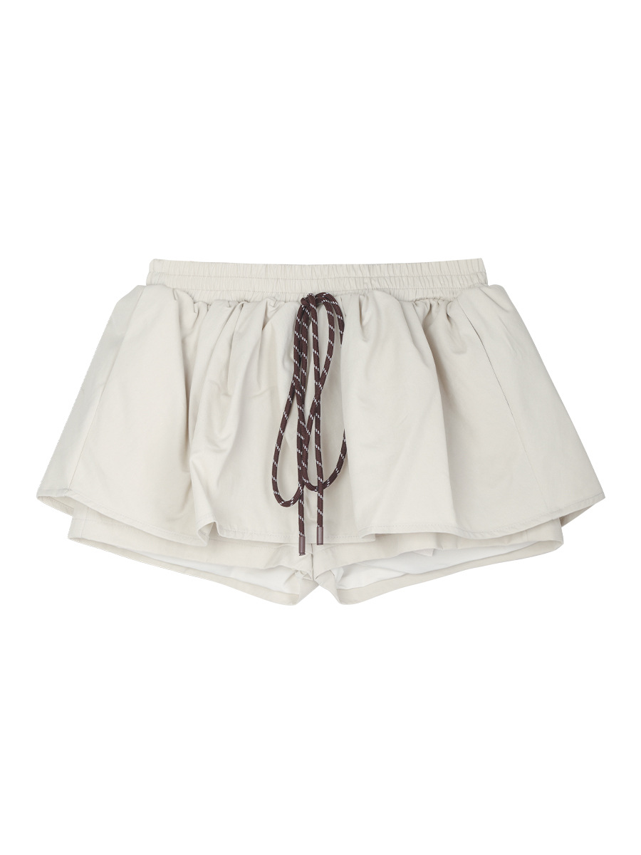 Versatile Elastic Waist Drawstring Shorts Skirt