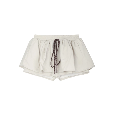 Versatile Elastic Waist Drawstring Shorts Skirt 02