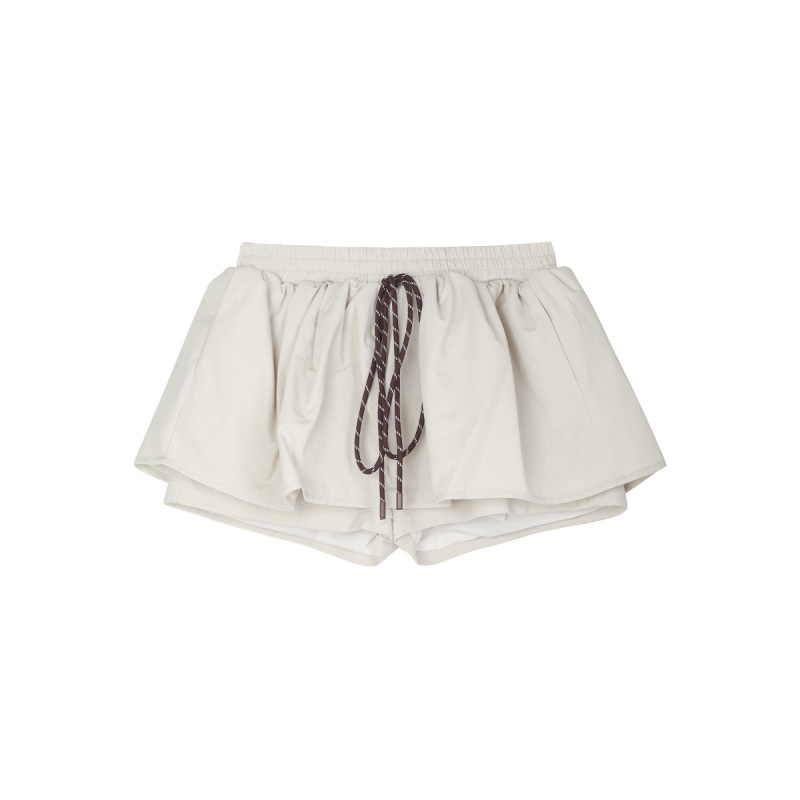 Versatile Elastic Waist Drawstring Shorts Skirt