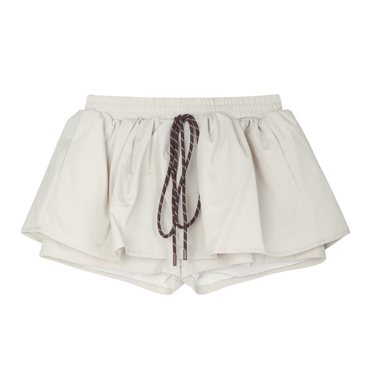 Versatile Elastic Waist Drawstring Shorts Skirt