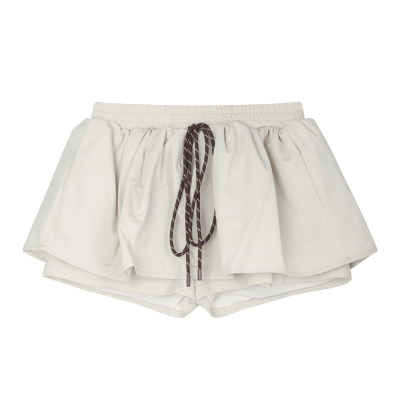 Versatile Elastic Waist Drawstring Shorts Skirt 01