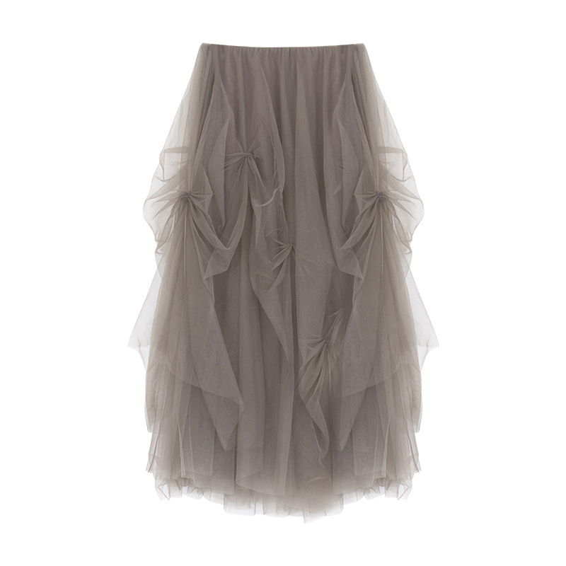 Elastic Waist Pleated Tulle Midi Skirt - Flowy & Feminine