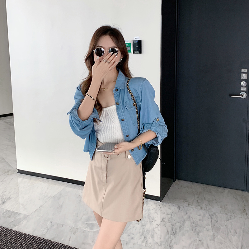 High-Waisted Summer A-Line Cargo Skirt