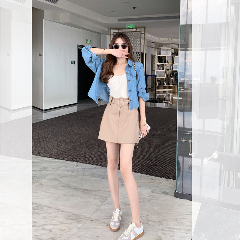 High-Waisted Summer A-Line Cargo Skirt