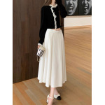 Matte Satin A-Line Midi Skirt With Buckle Belt