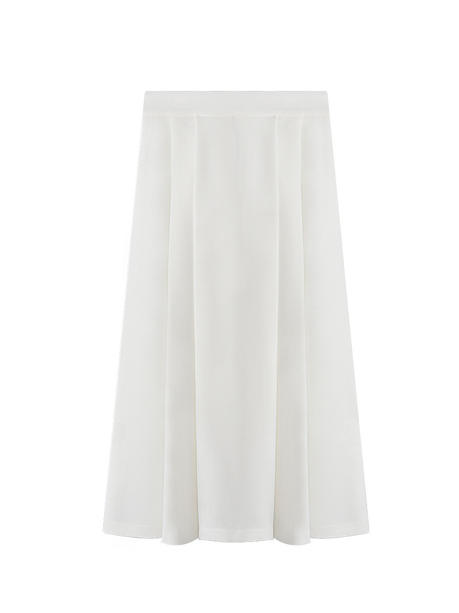 Matte Satin A-Line Midi Skirt With Buckle Belt