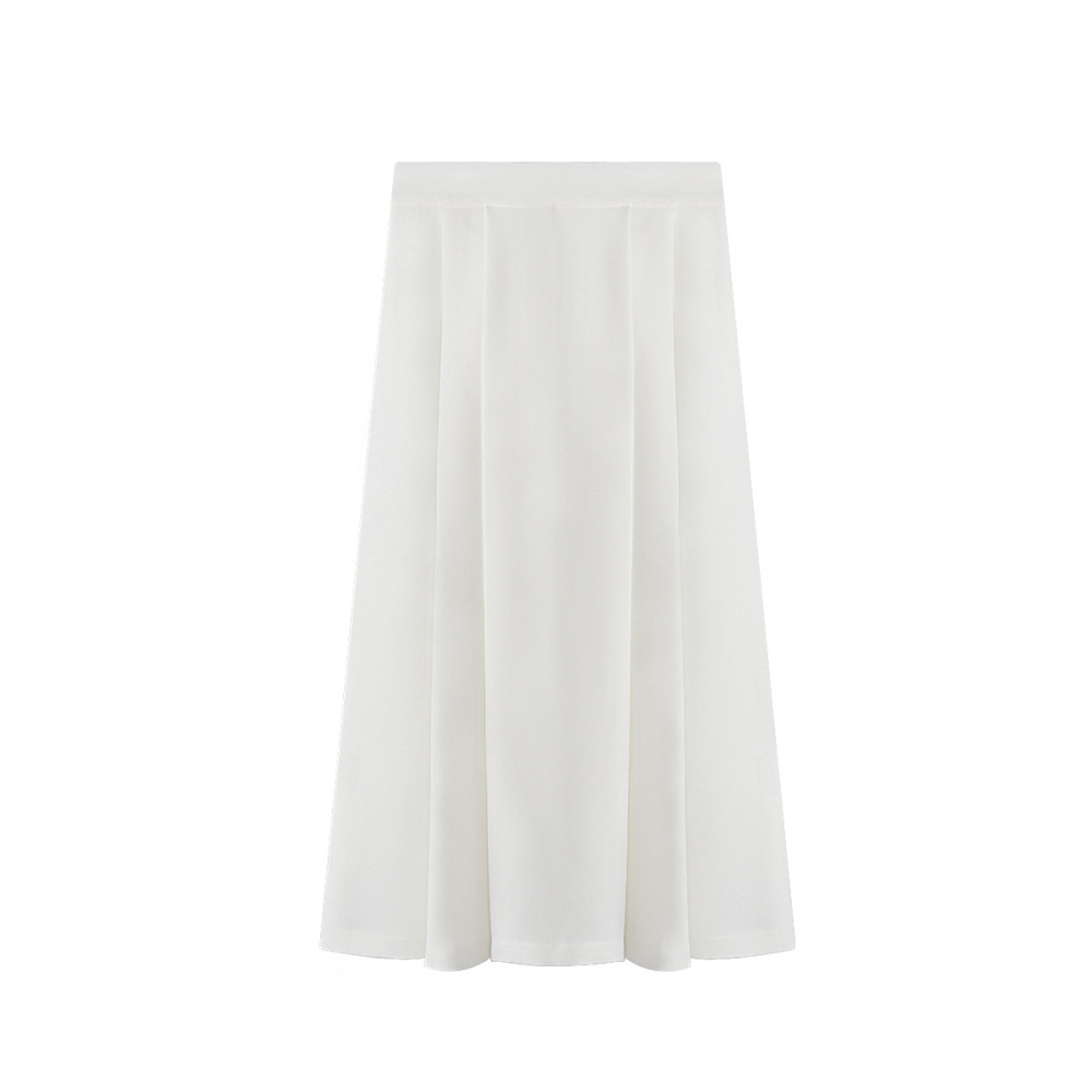 Matte Satin A-Line Midi Skirt With Buckle Belt