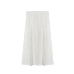 Matte Satin A-Line Midi Skirt With Buckle Belt