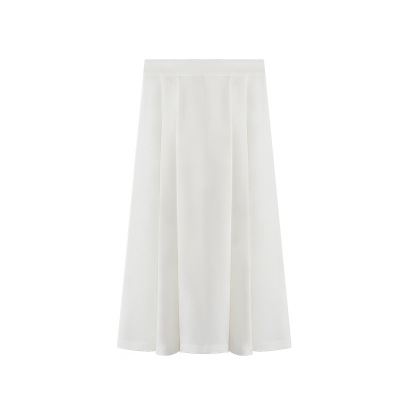 Matte Satin A-Line Midi Skirt With Buckle Belt 01